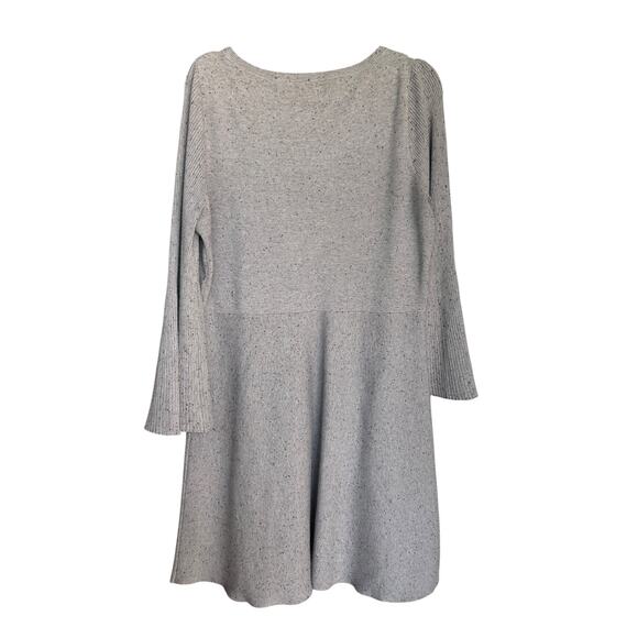 Ann Taylor Women's Marled Gray Ribbed Dress Bell Sleeves Size Large - Picture 7 of 7